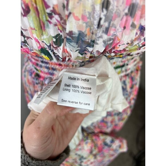 Rococo Sand Halter Maxi Dress Size XS Multicolor Floral Pleated Smocked Waist - Picture 5 of 16